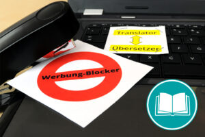 Papier mit der Aufschrift "Werbeblocker"