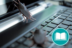 Bugs, also Käfer, die über eine Tastatur laufen.
