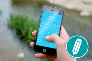 Smartphone mit einer geöffneten Wetterapp