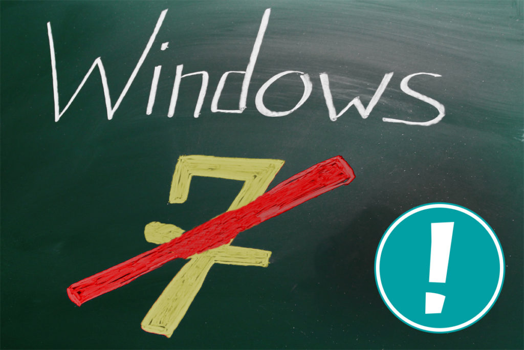 Windows geschrieben, darunter eine durchgestrichene 7