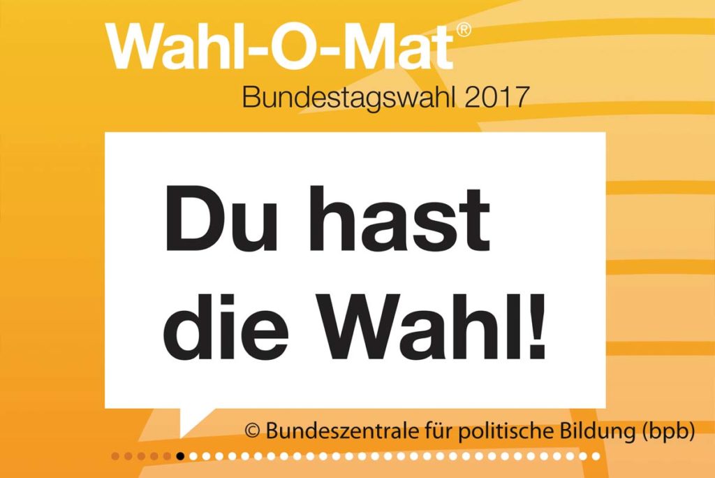 Die Startseite des Wahl-O-Mats ist zu sehen.